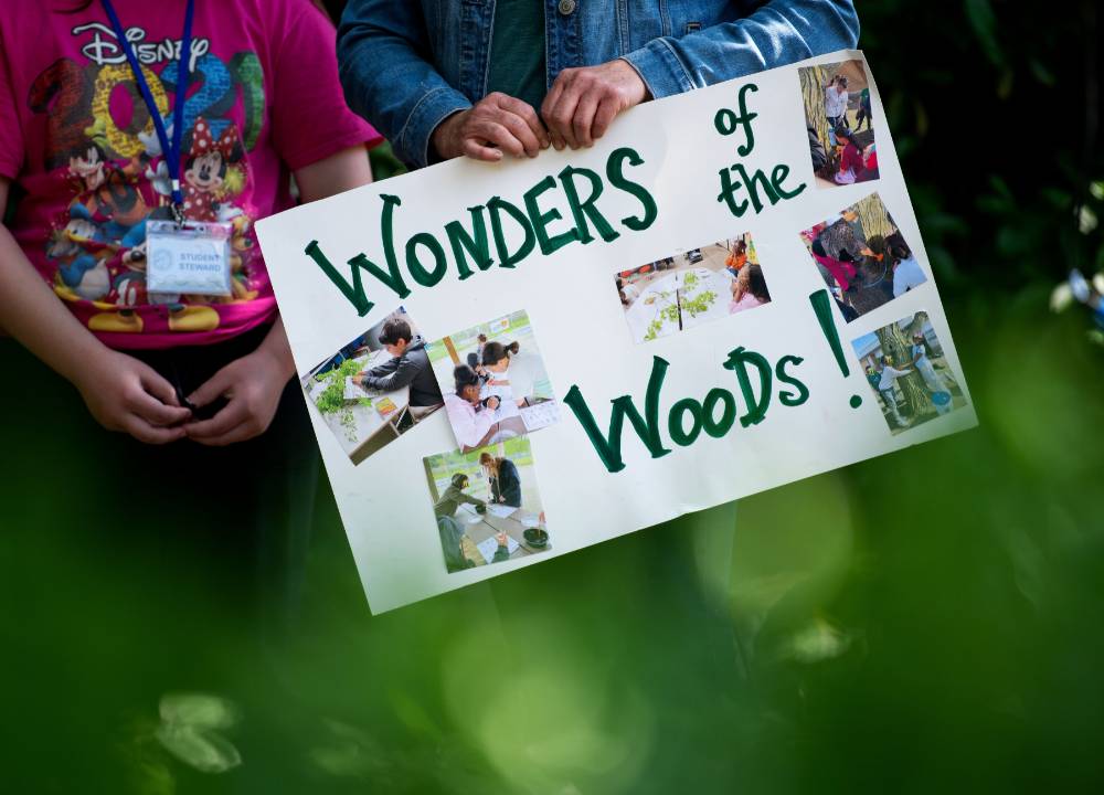 Poster with pictures reading "Wonders of the Woods!".